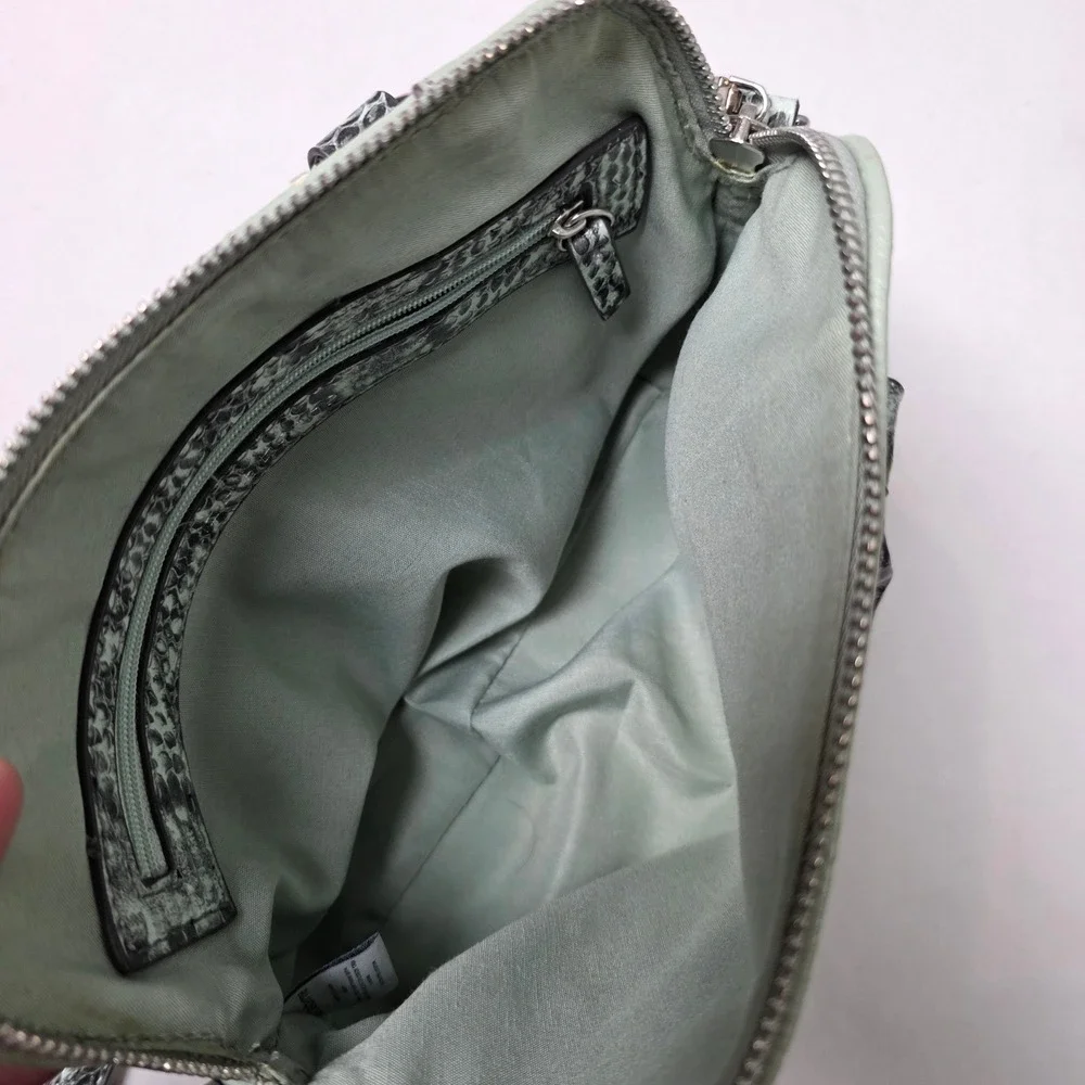 Liz Claiborne Mini Satchel Dome‎ Crossbody Bag Medium Mint Green Snakeskin Trim